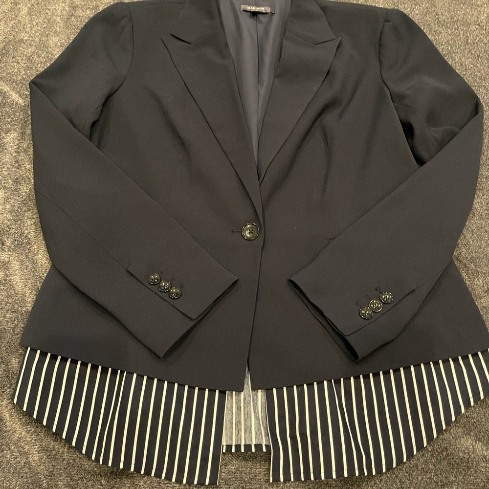 Madison  Women's Size L Navy Blue 1 Button Suit Coat Jacket